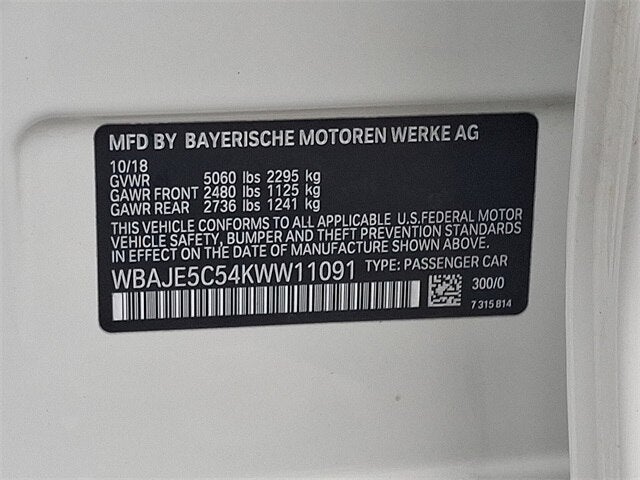 2019 BMW 5 Series 540i