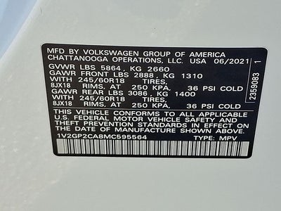 2021 Volkswagen Atlas 2.0T S
