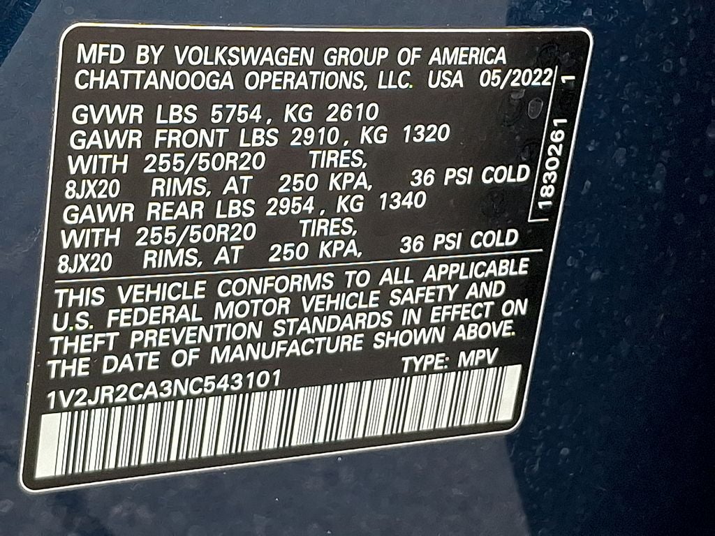 2022 Volkswagen Atlas 3.6L V6 SE w/Technology